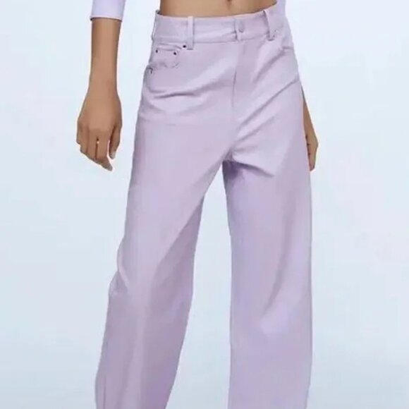 Zara Faux Leather Straight Leg Pants XS - Picture 3 of 8